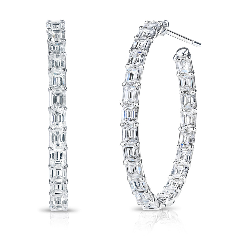 Emerald Cut Diamond Hoop Earrings