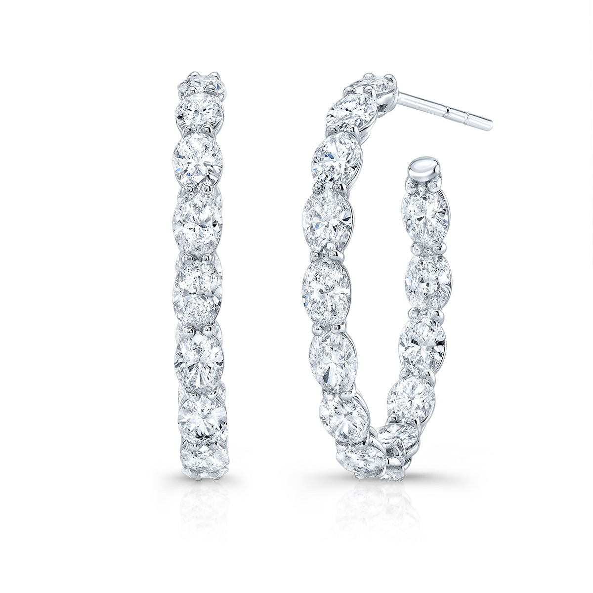 Oval Cut Diamond Hoop Earrings