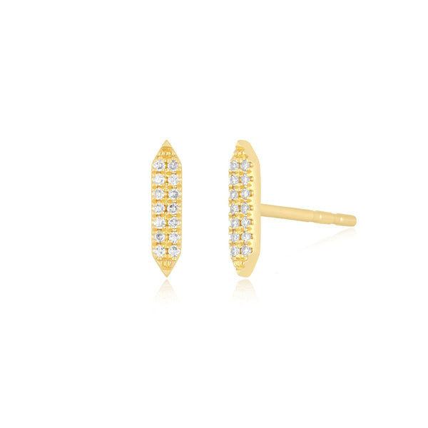 Pointed Diamond Bar Stud Earrings | .06tw