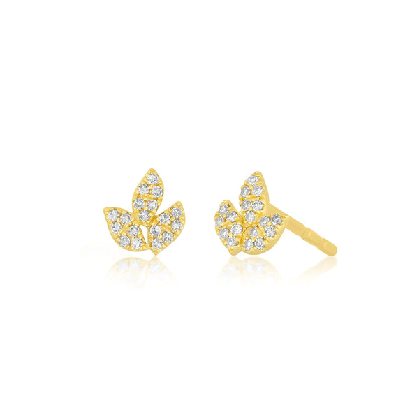 Diamond Leaf Stud Earrings | 0.08tw