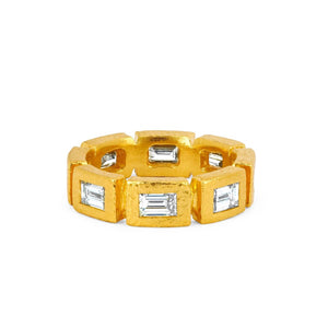 Baguette Diamond Hammered Band