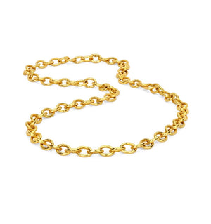 Hammered Chunky Oval Link Chain Necklace