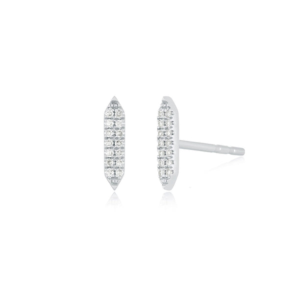 Diamond Pointed Bar Stud Earrings | 0.06tw