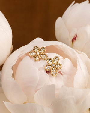 Jasmine Pave Diamond Flower Stud Earrings