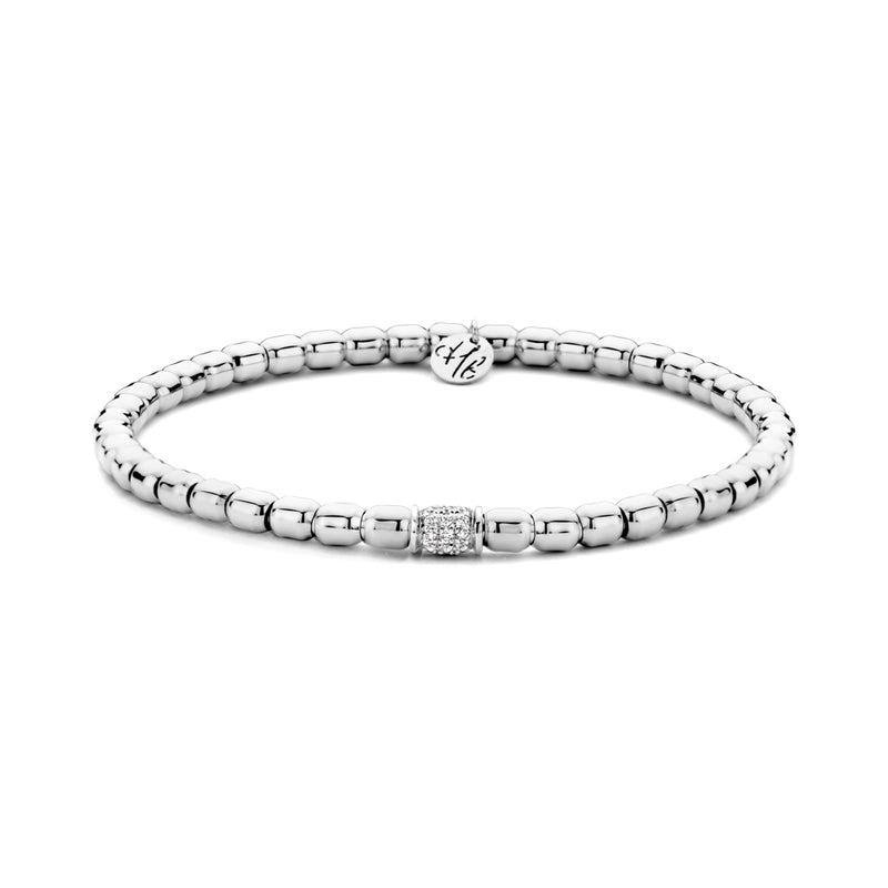 Diamond Rondelle Stretch Bead Bracelet | .16tw