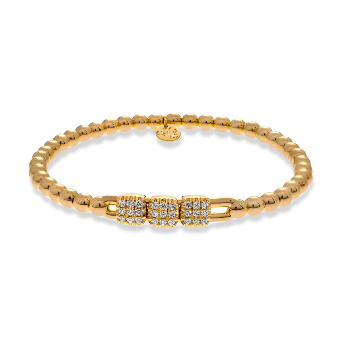 Three Diamond Squares Stretch Bracelet | .35tw