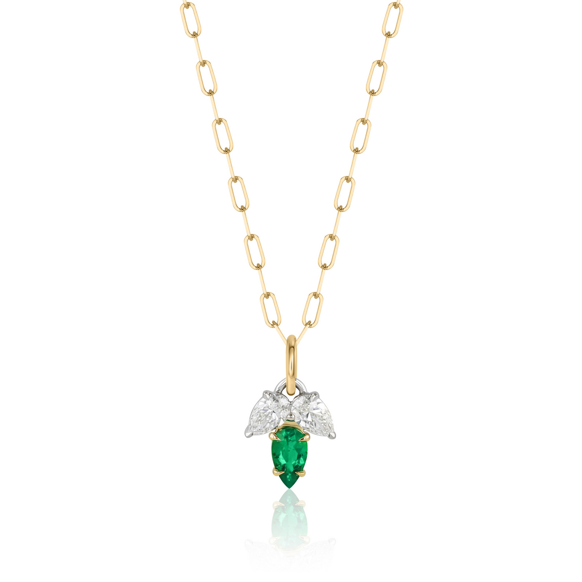 Emerald & Diamond Leaf Pendant