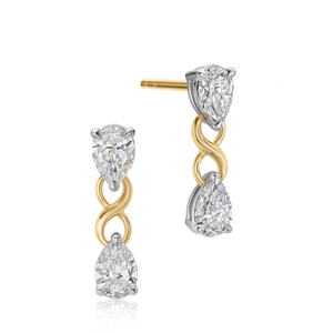 Pear Shape Diamond Twist Connection Earrings