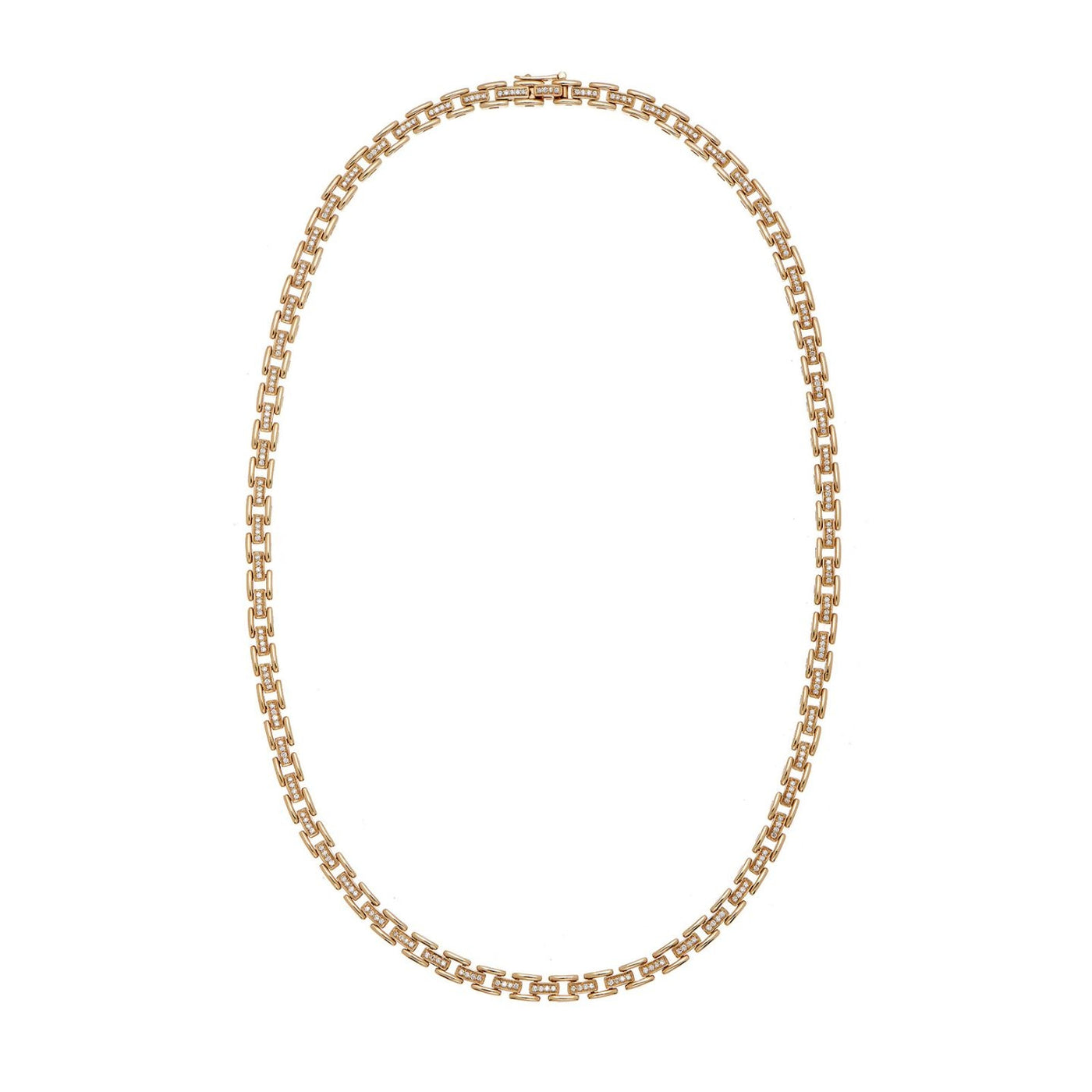 Diamond Bars Square Link Necklace | 1.37tw