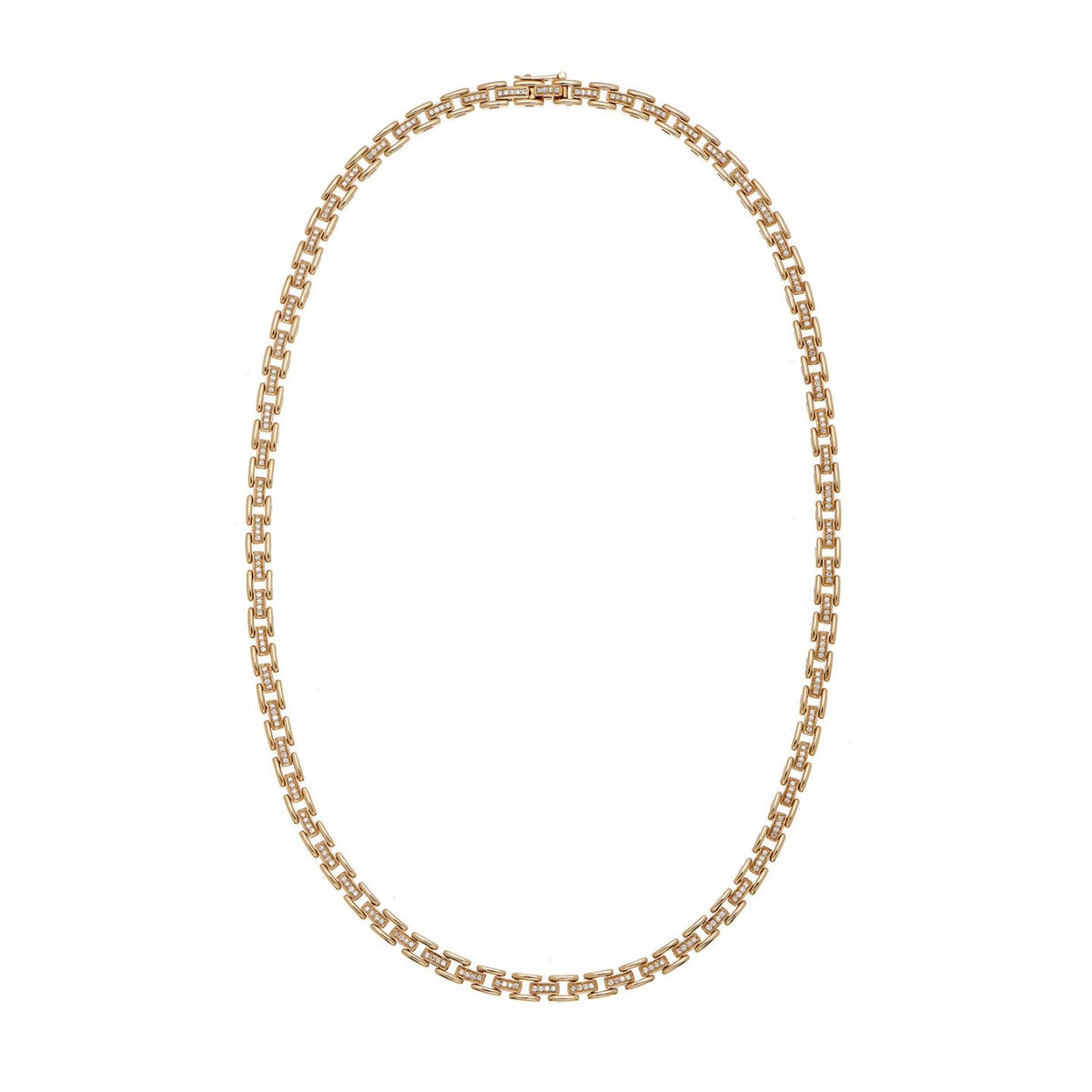 Diamond Bars Square Link Necklace | 1.37tw