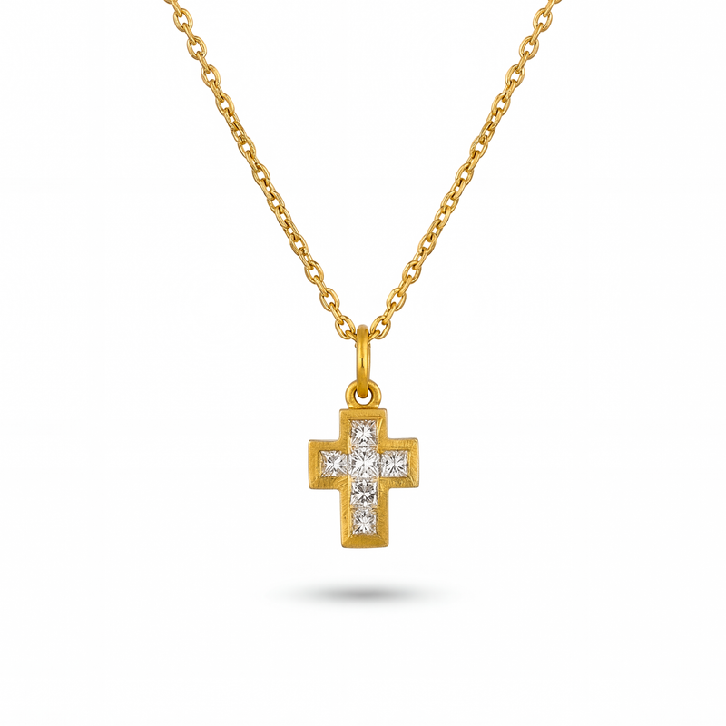 Baguette Diamond Cross Pendant | .70tw