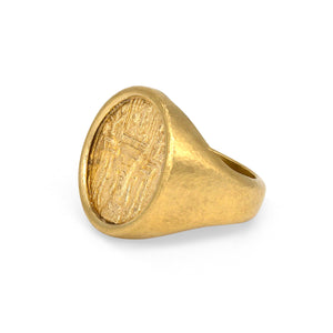 22K Yellow Gold Coin Ring