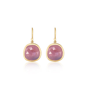 Bezel Rose Cut Ruby Earrings