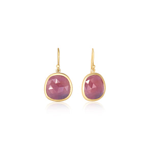 Bezel Rose Cut Ruby Earrings