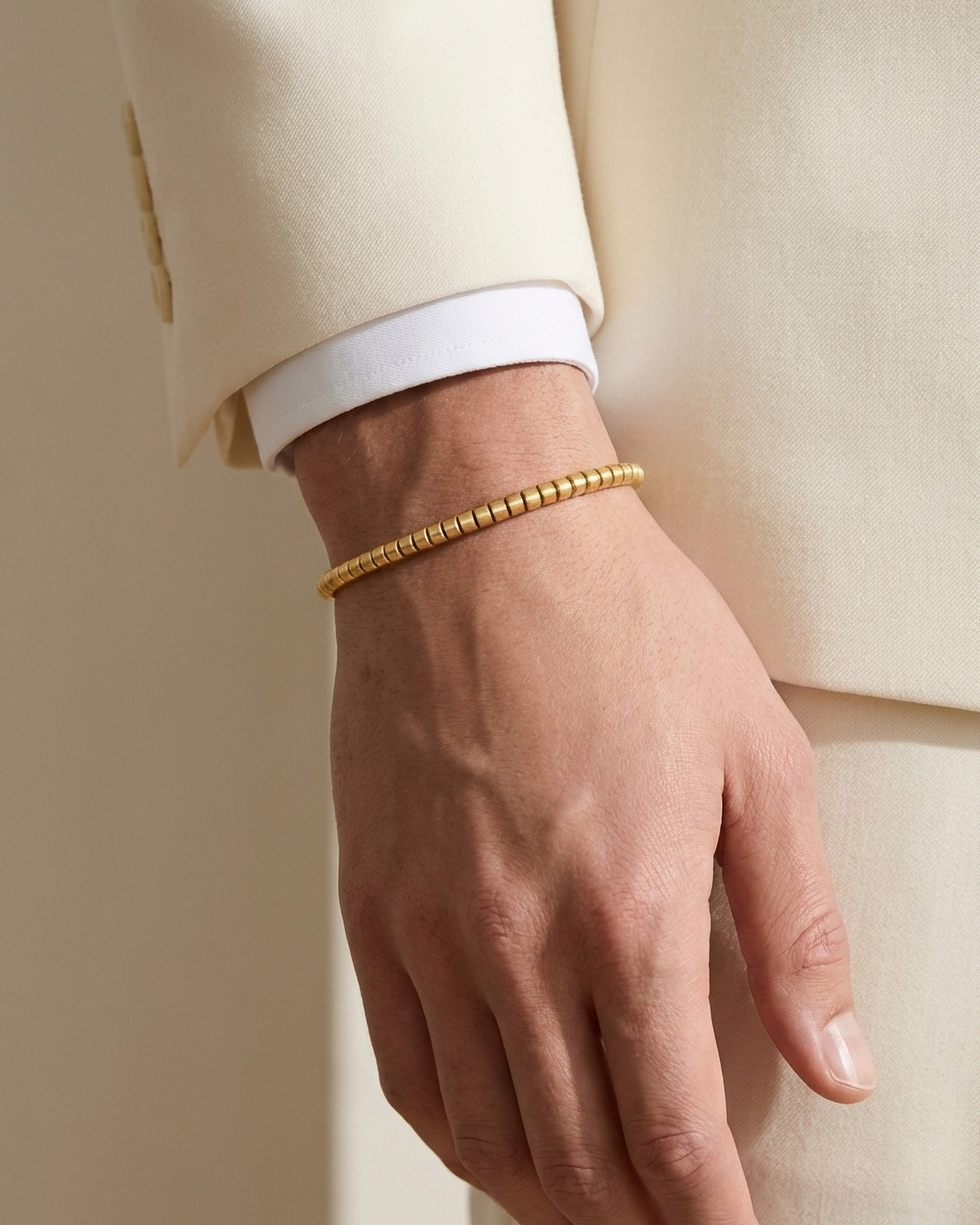 Brushed Yellow Gold Stretch Bracelet