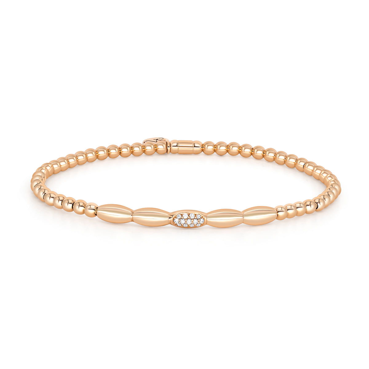 Diamond Elongated Beads Stretch Bracelet | .08tw