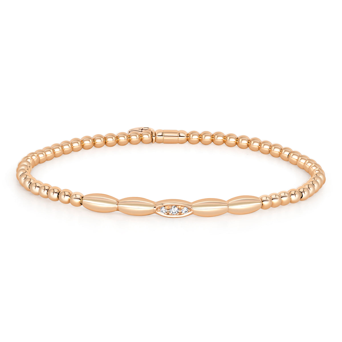 Diamond Elongated Bead Stretch Bracelet | .09tw