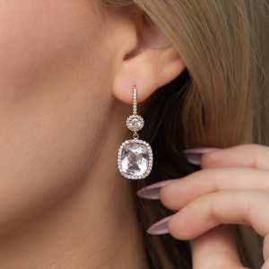 Morganite & Diamond Drop Earrings