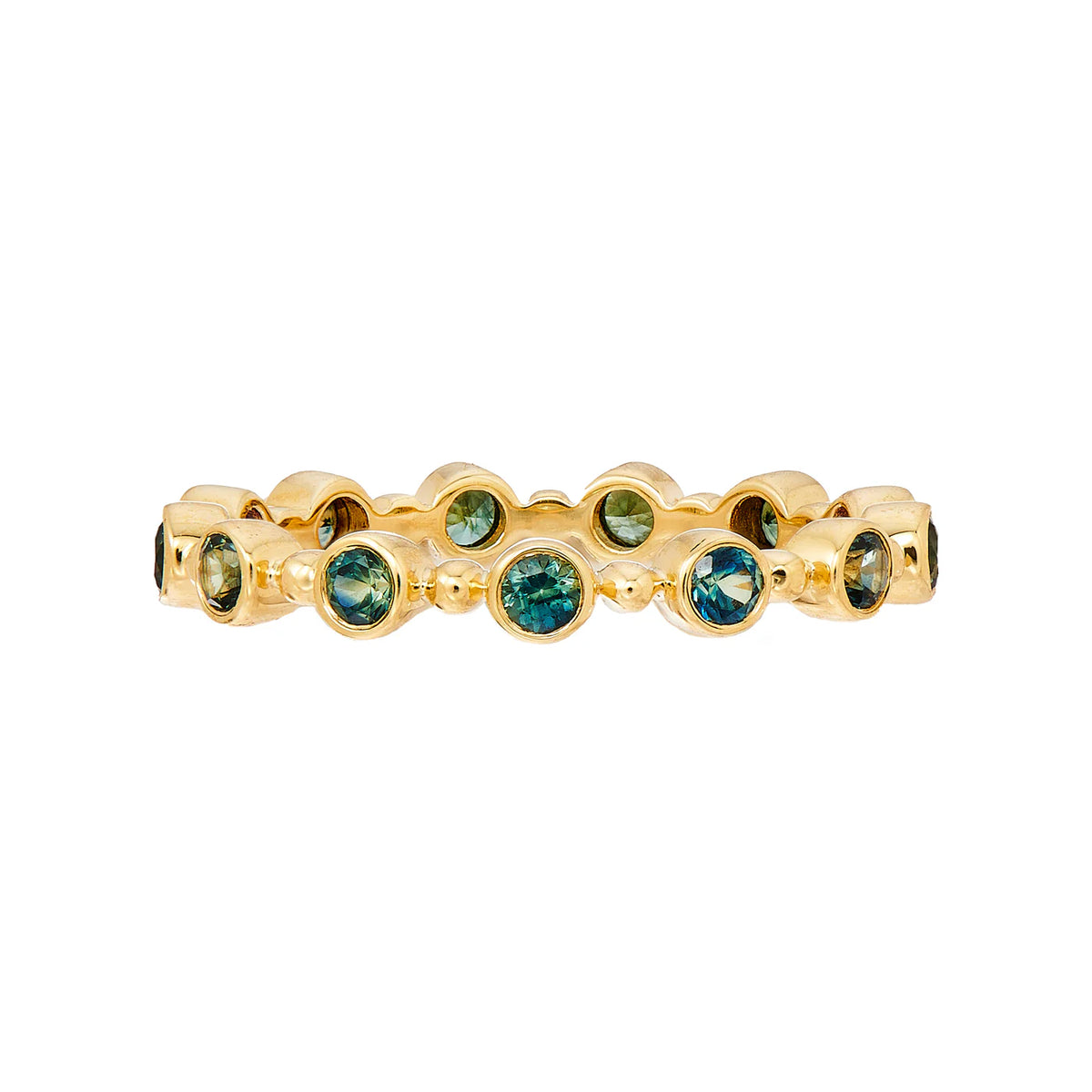 Bezel Set Green Sapphire Eternity Band | .77tw