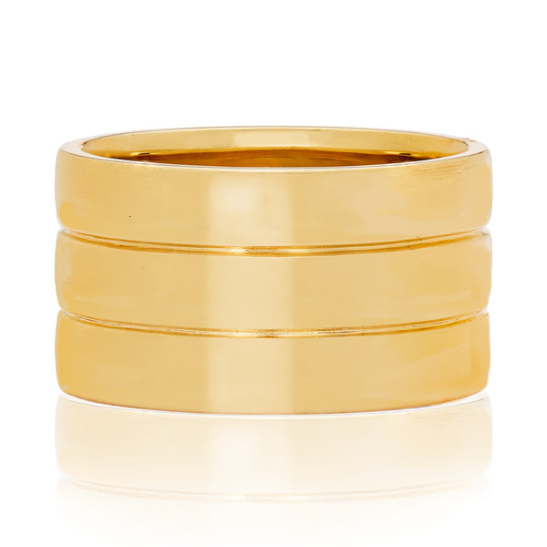 Three Row Yellow Gold Band | 11.6mm