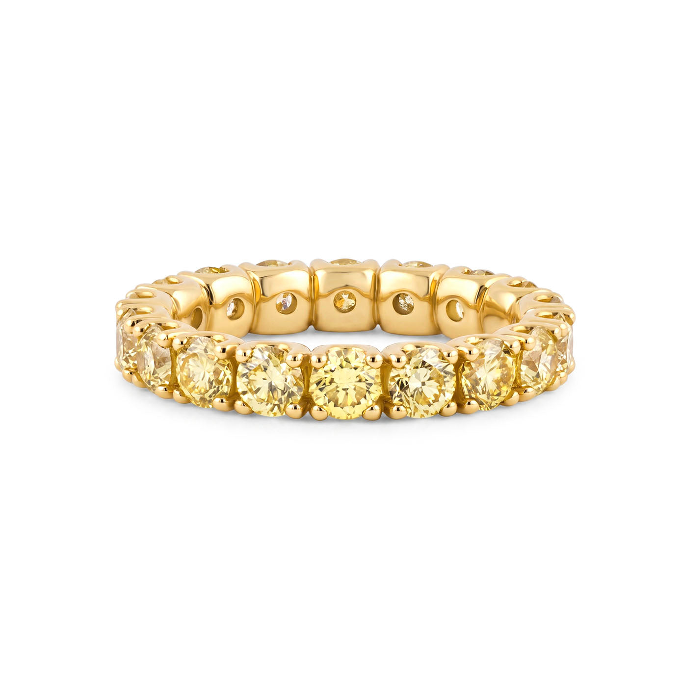 Round Fancy Yellow Diamond Eternity Band | 3.04tw