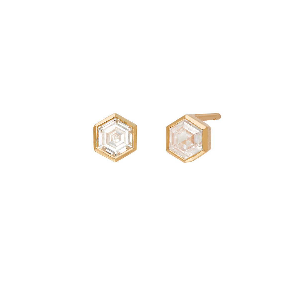 Diamond Hexagon Stud Earrings | .61tw