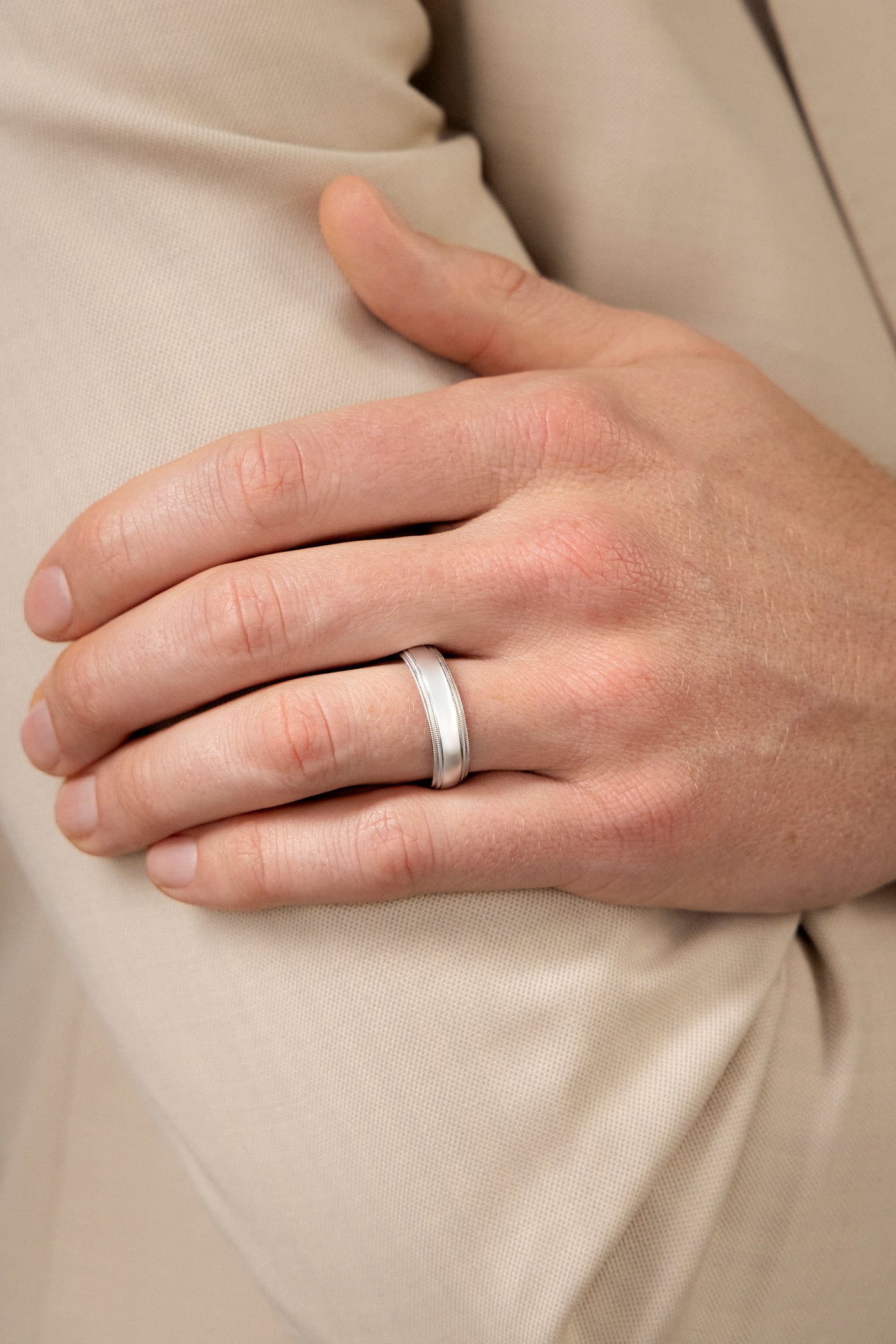 Platinum Milgrain Edge Ring