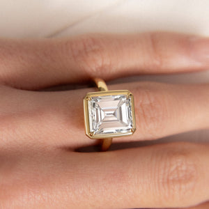 Emerald Cut Diamond Bezel Set Solitaire Engagement Ring | 5.96ct