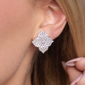 Large Diamond Pavé Flower Earrings