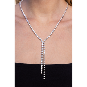 Round Brilliant & Pear Shape Diamond Lariat Necklace