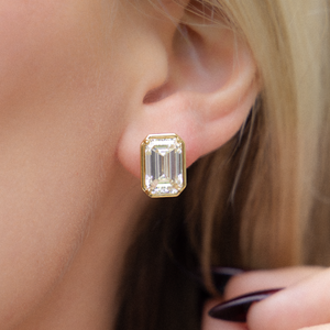 Emerald Cut Diamond Stud Earrings