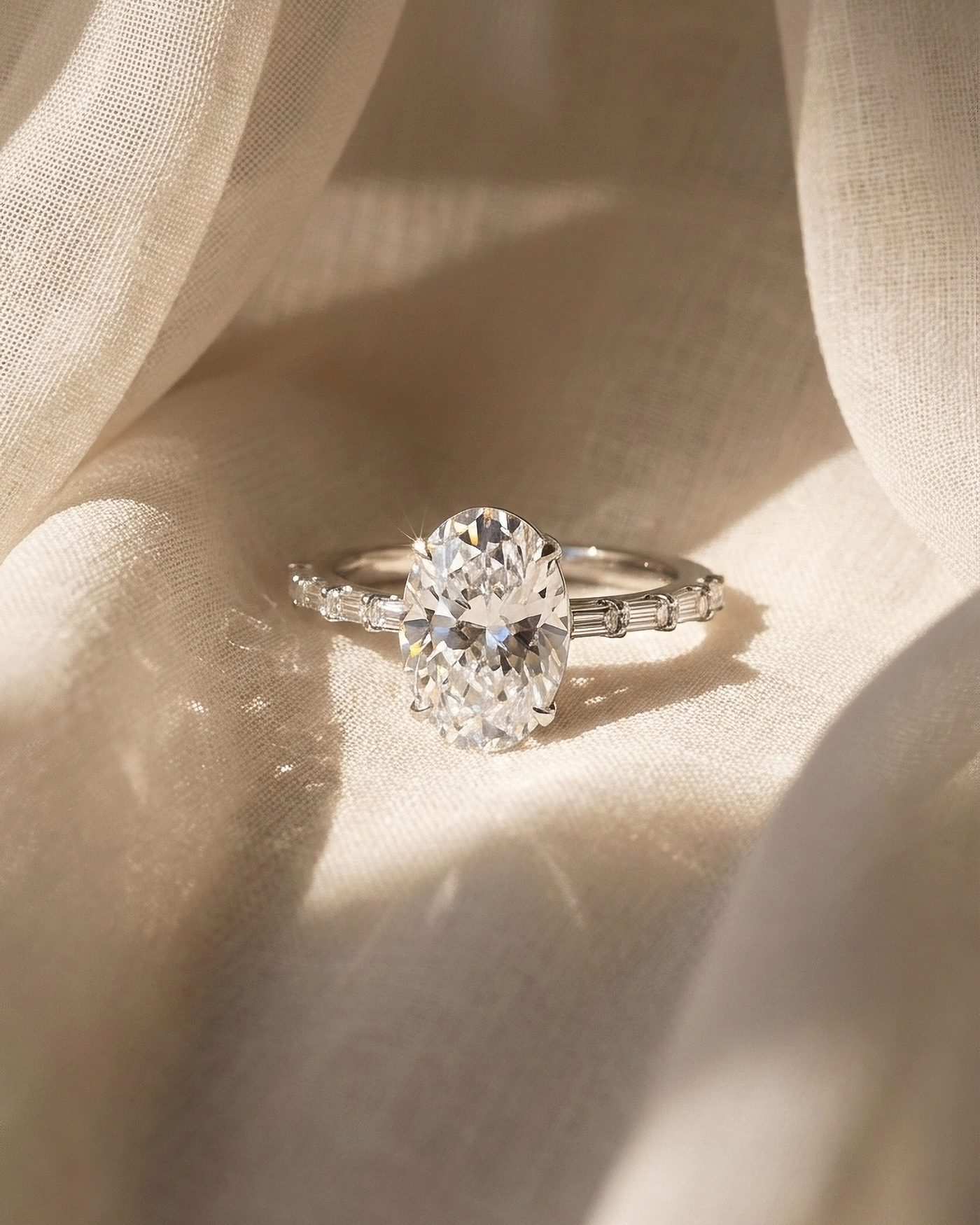 Oval Diamond Ring with Alara Cut Band | 3.94tw