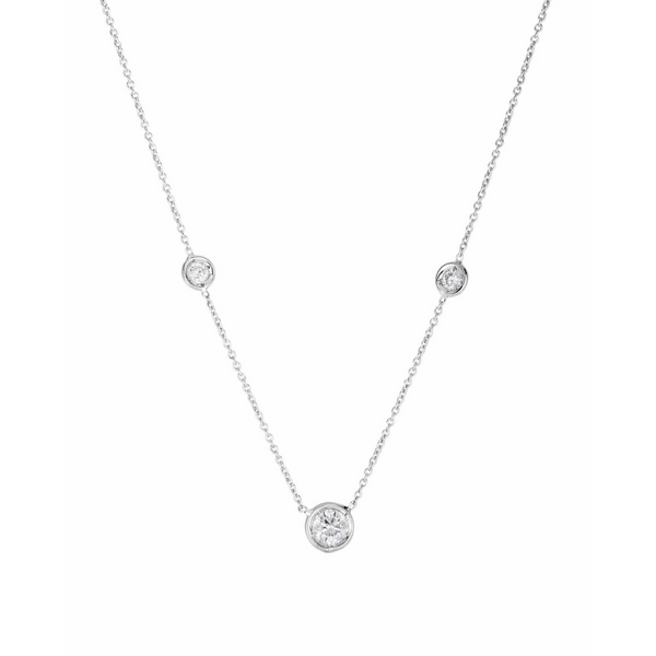 3 Bezel Diamonds Station Necklace