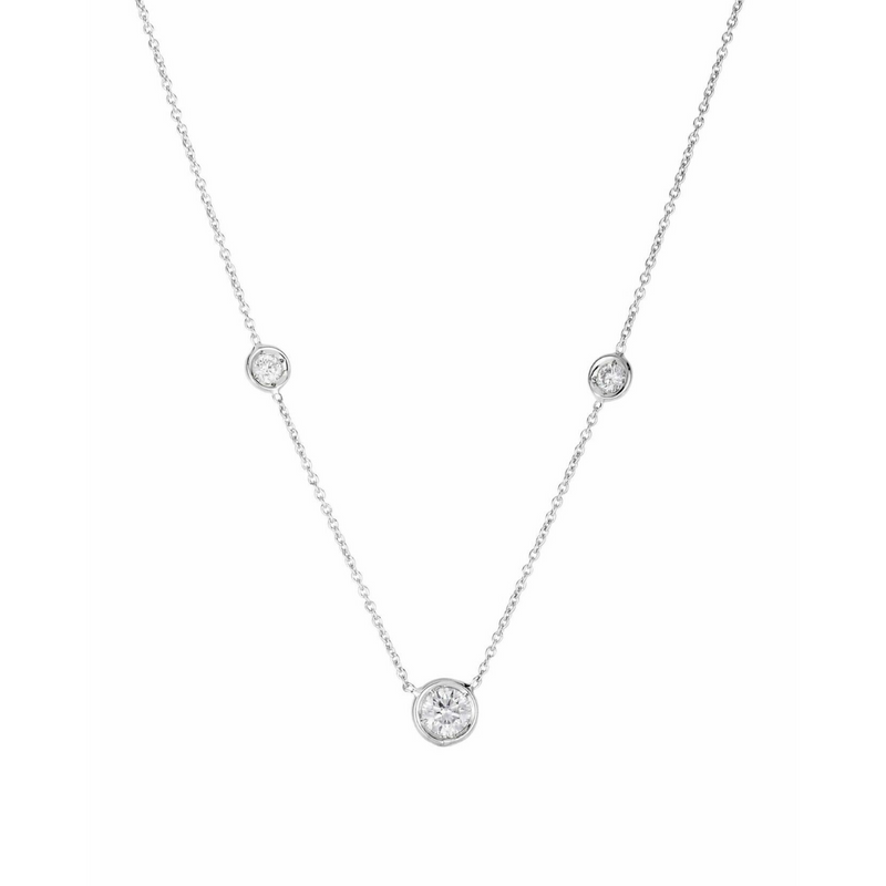 3 Bezel Diamonds Station Necklace