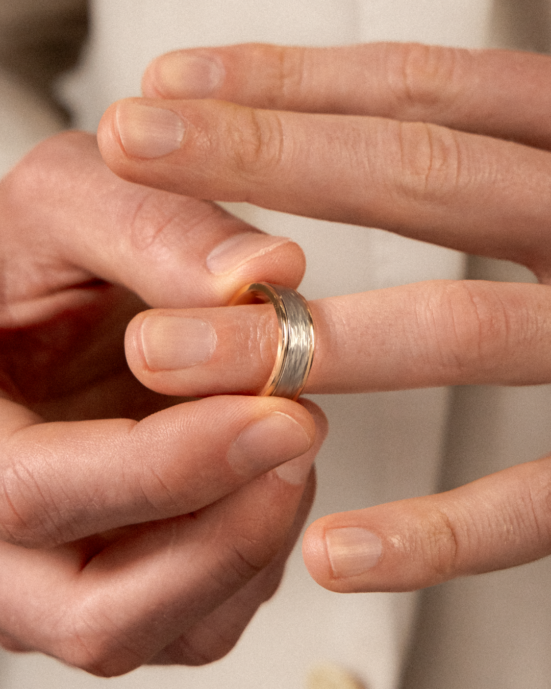 Two-Tone Texture Wedding Band