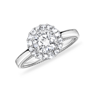 Round Diamond Ring with Blaze Cut Halo | 1.55tw