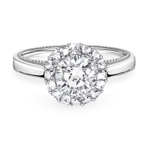 Round Diamond Ring with Blaze Cut Halo | 1.55tw