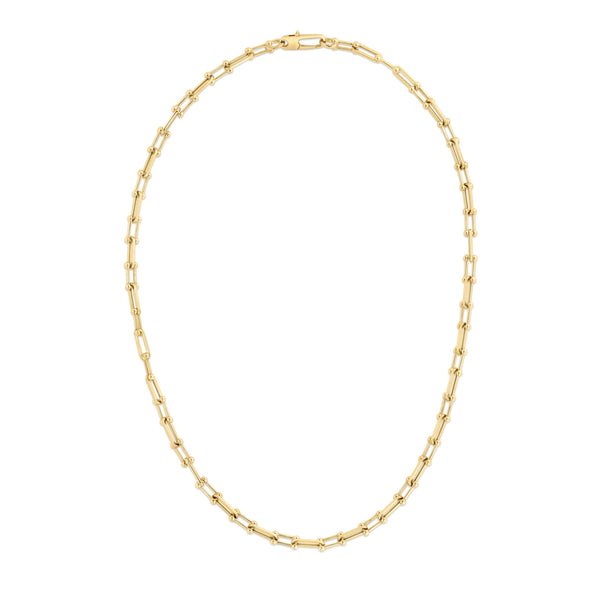 Alternating Beaded End & Paperclip Link Necklace