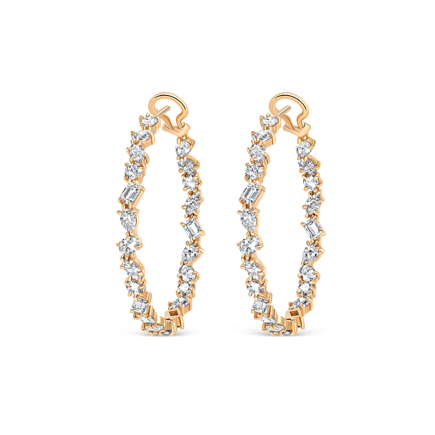 Large Multi Shape Diamond Hoop Earrings