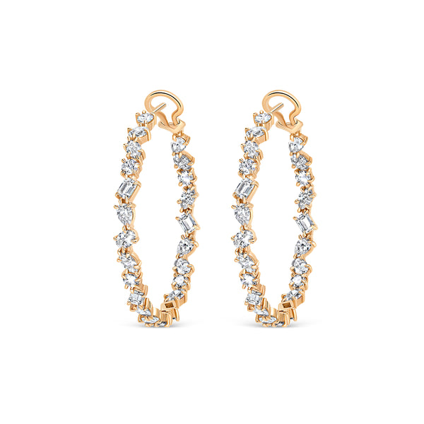 Large Multi Shape Diamond Hoop Earrings