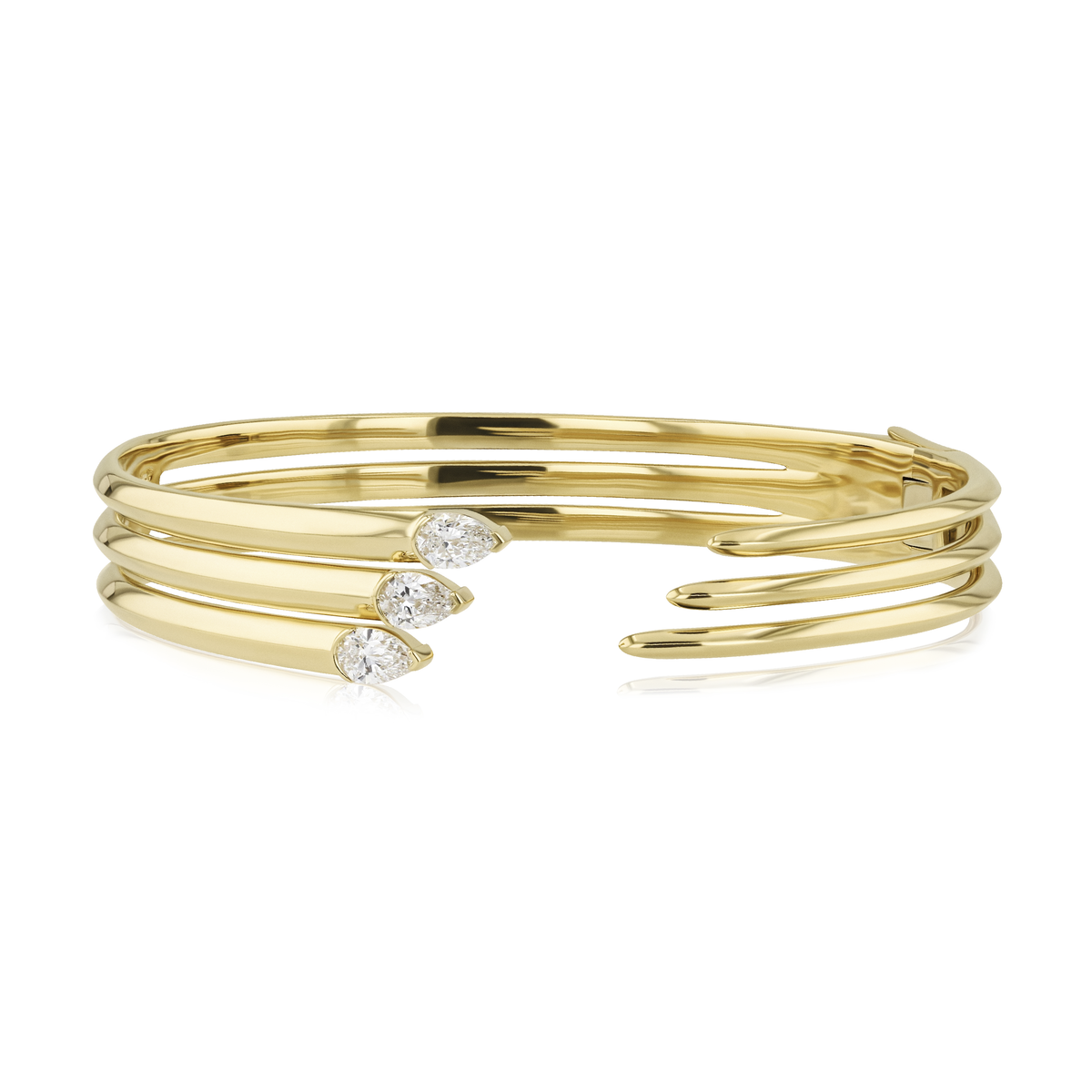 Three Row Pear Shape Diamond Cuff Bracelet | .91tw