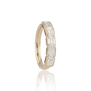 Half Bezel Set 5 Stone Emerald Cut Diamond Ring | 1.50TW