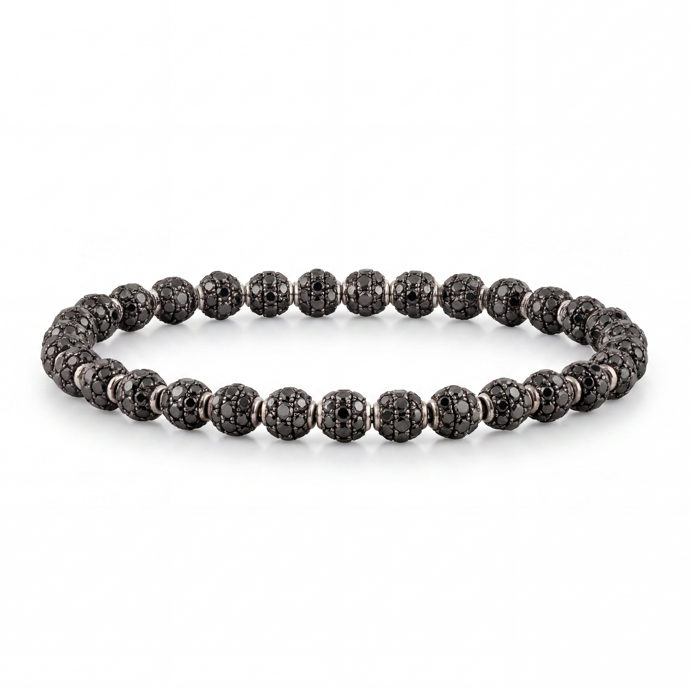 Black Diamond Bead Flex Bracelet with White Gold Rondelles | 22.48tw