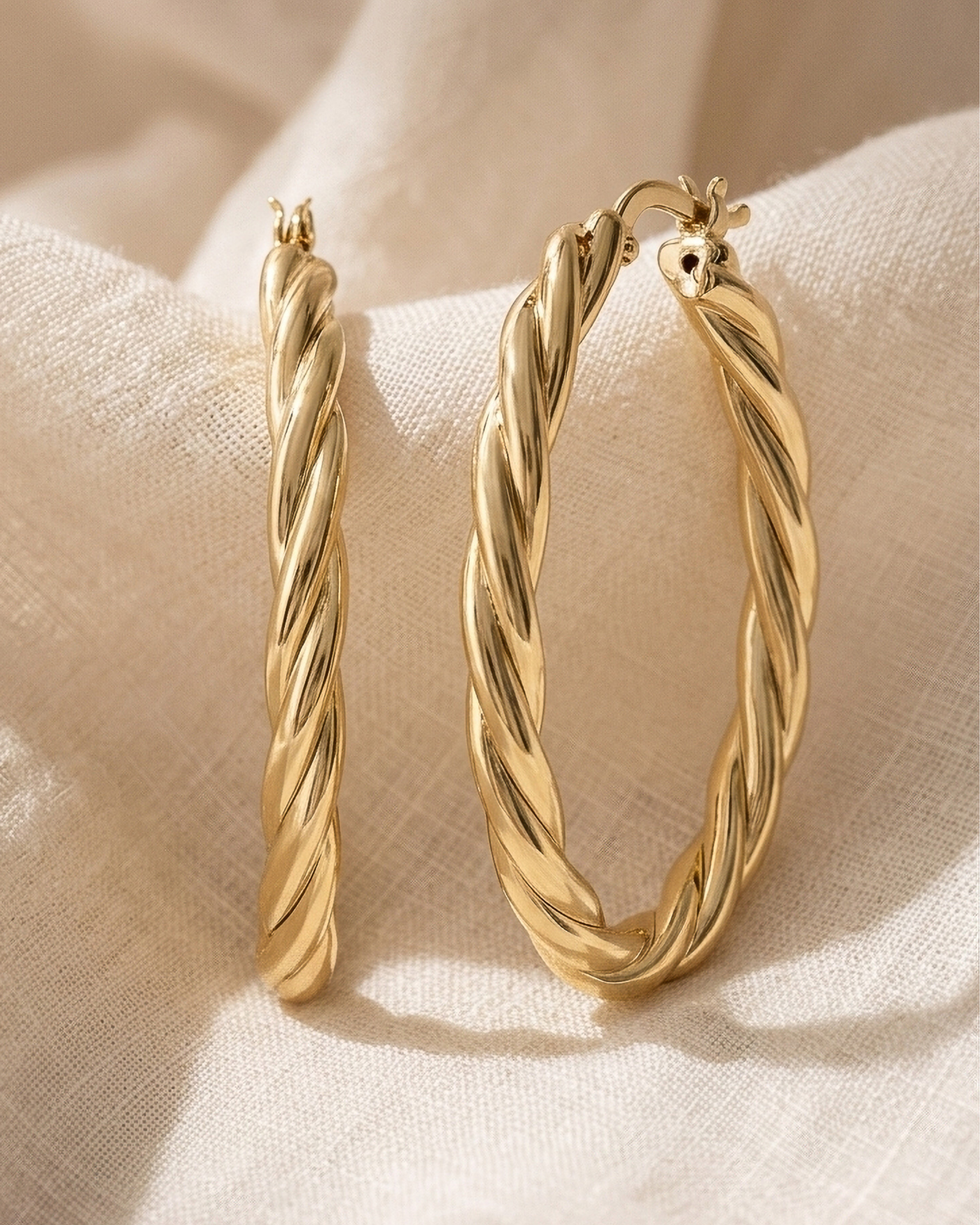 Gold Twisted Hoop Earrings