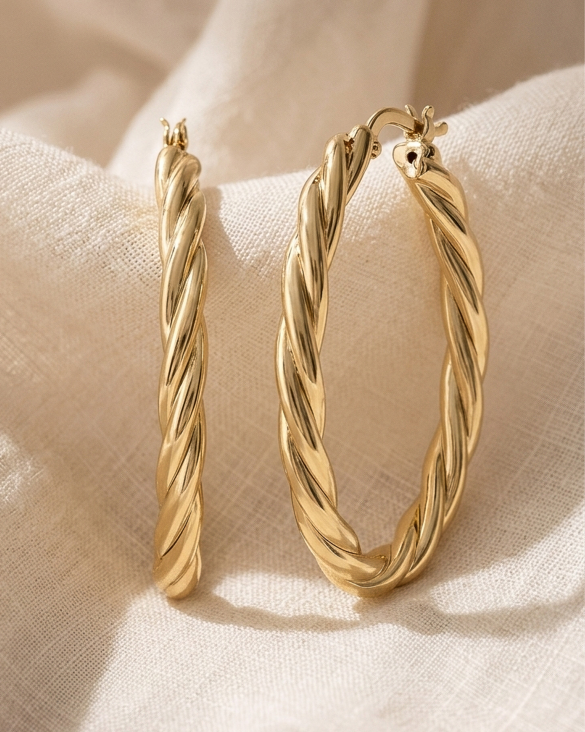 Gold Twisted Hoop Earrings