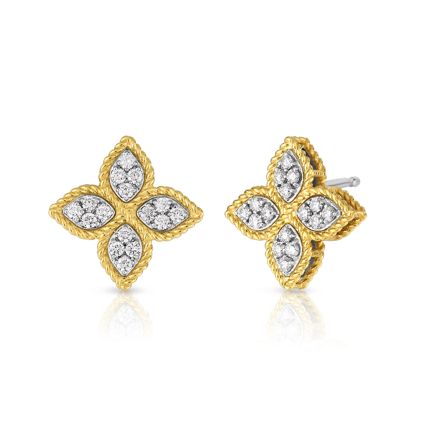 Princess Flower Medium Diamond Stud Earrings