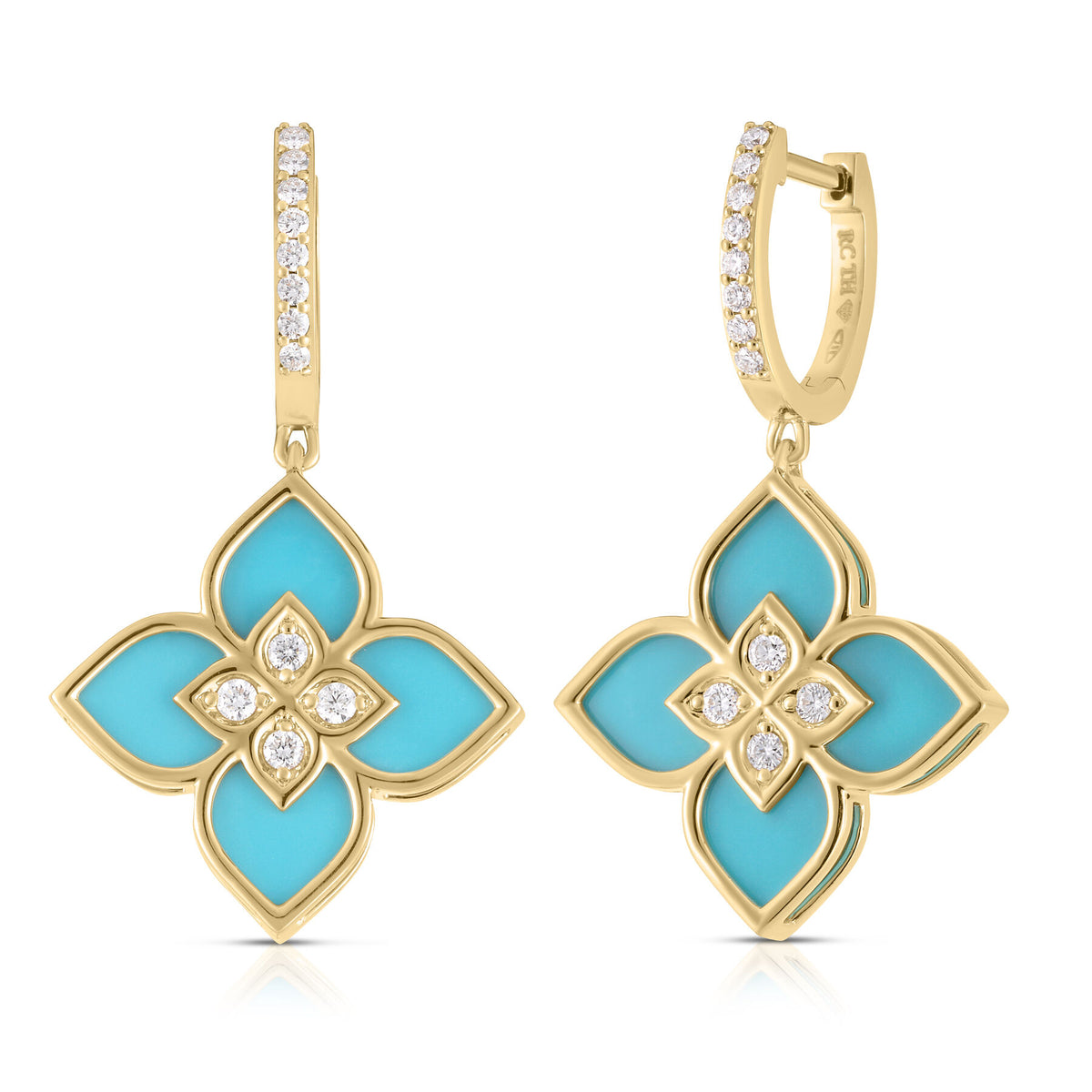 Venetian Princess Diamond & Turquoise Drop Earrings