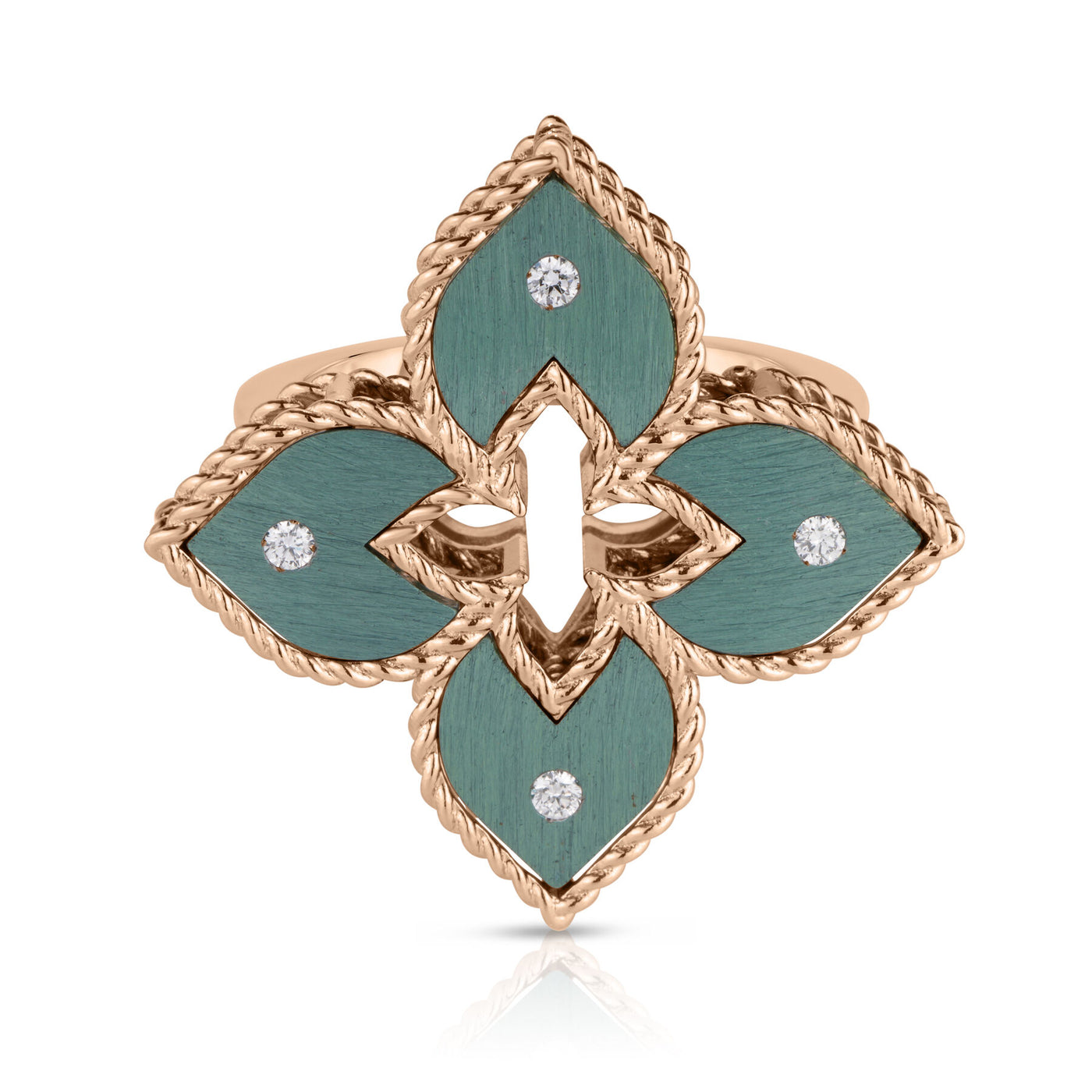 Venetian Princess Small Diamond & Green Titanium Flower Ring