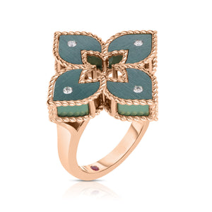 Venetian Princess Small Diamond & Green Titanium Flower Ring