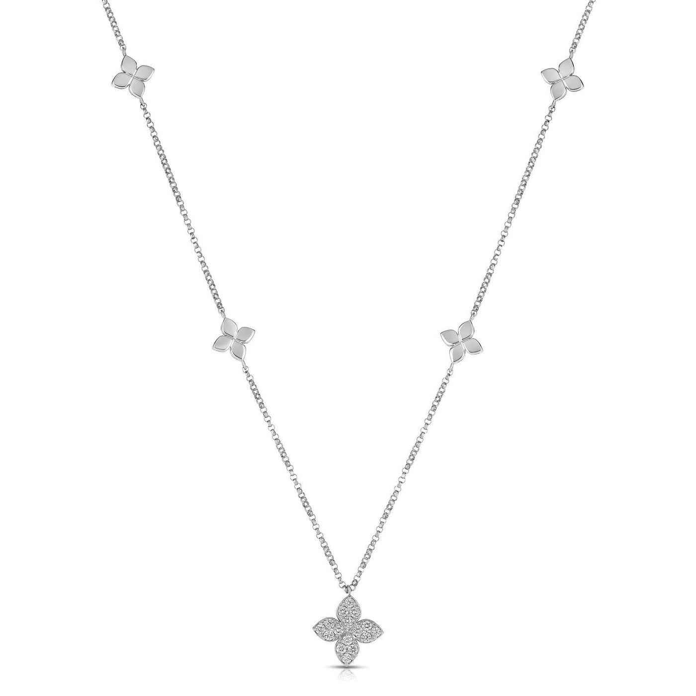 Love by the Inch Diamond & Polished Flower Station Necklace